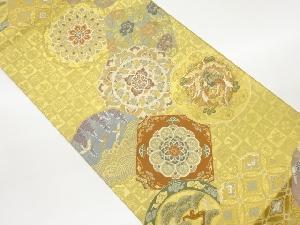 華紋・雪輪に花鳥・蝶模様織出し袋帯